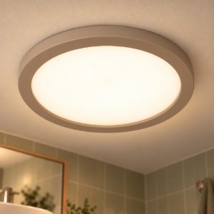Plafoniera rotonda moderna opalino tortora led 9,5w cct 2200k 2700k 3000k ip44
