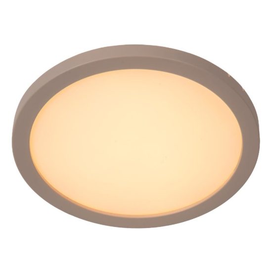 Plafoniera rotonda moderna opalino tortora led 9,5w cct 2200k 2700k 3000k ip44