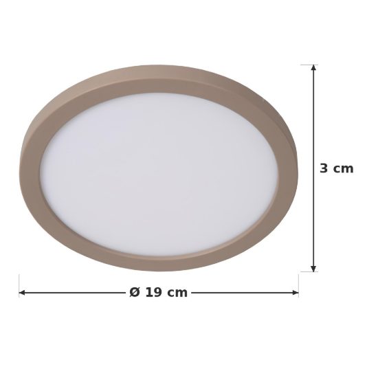 Plafoniera rotonda moderna opalino tortora led 9,5w cct 2200k 2700k 3000k ip44