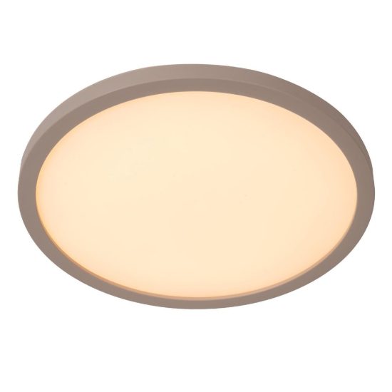 Plafoniera rotonda moderna opalino tortora led 18w cct 2200k 2700k 3000k ip44