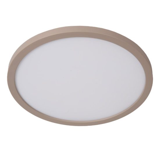 Plafoniera rotonda moderna opalino tortora led 18w cct 2200k 2700k 3000k ip44