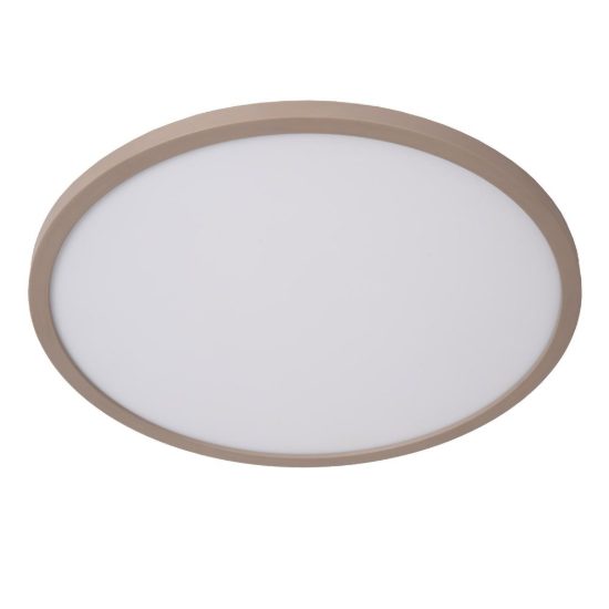 Plafoniera rotonda moderna opalino tortora led 24w cct 2200k 2700k 3000k ip44