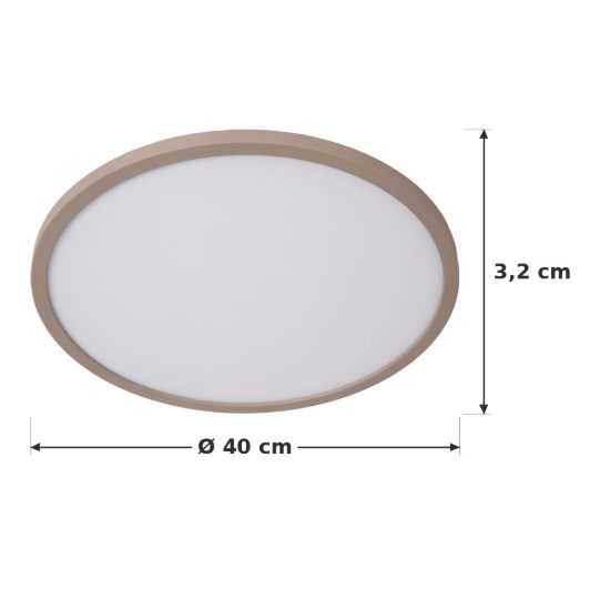 Plafoniera rotonda moderna opalino tortora led 24w cct 2200k 2700k 3000k ip44