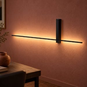 Applique lineare per soggiorno moderna nero led 6w 2700k