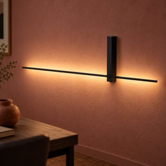 Applique lineare per soggiorno moderna nero led 6w 2700k