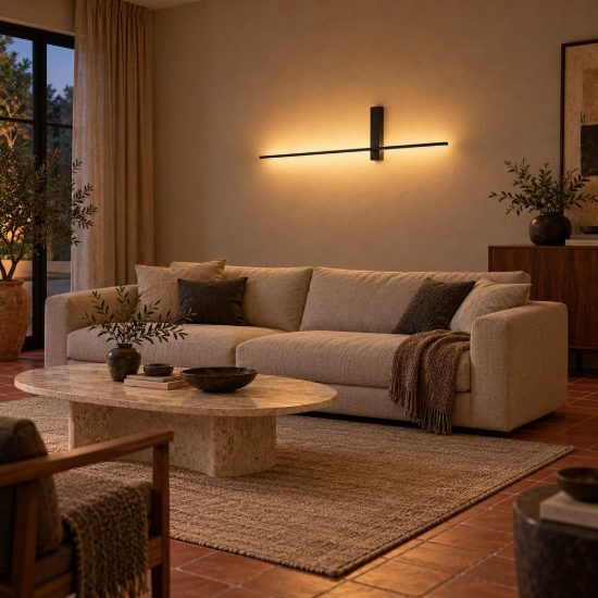 Applique lineare per soggiorno moderna nero led 6w 2700k