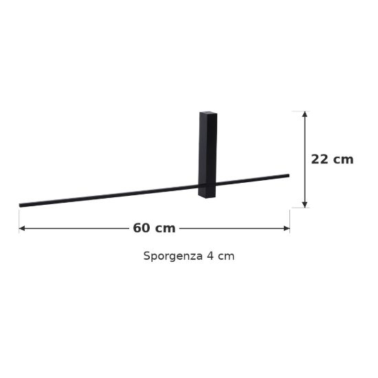 Applique lineare per soggiorno moderna nero led 6w 2700k