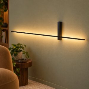 Applique lineare per soggiorno moderna nero led 10w 2700k