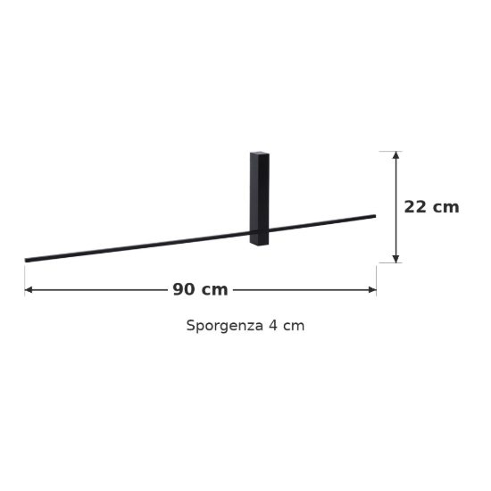 Applique lineare per soggiorno moderna nero led 10w 2700k