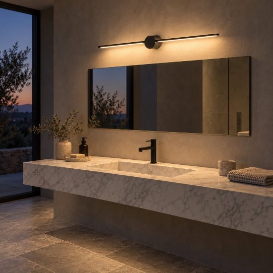 Applique lineare per bagno moderna nero led 6w 2700k ip44