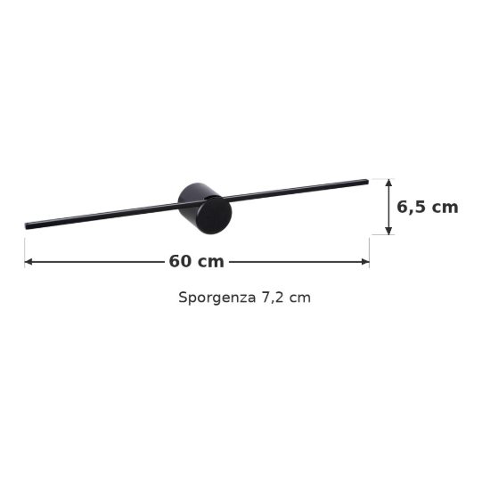 Applique lineare per bagno moderna nero led 6w 2700k ip44