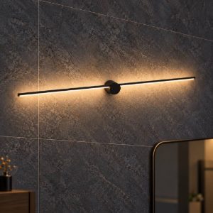 Applique lineare per bagno moderna nero led 11w 2700k ip44