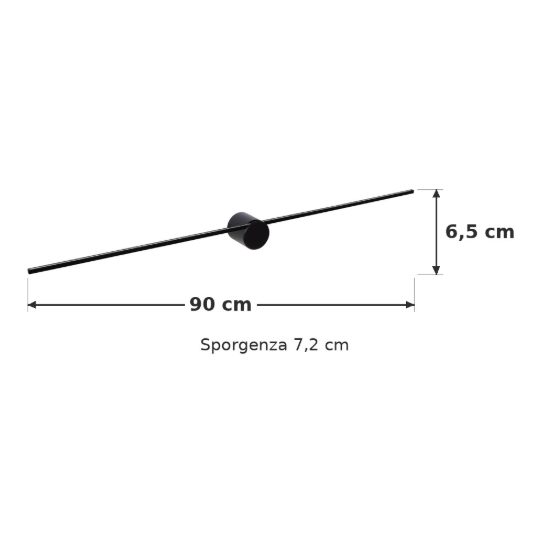 Applique lineare per bagno moderna nero led 11w 2700k ip44
