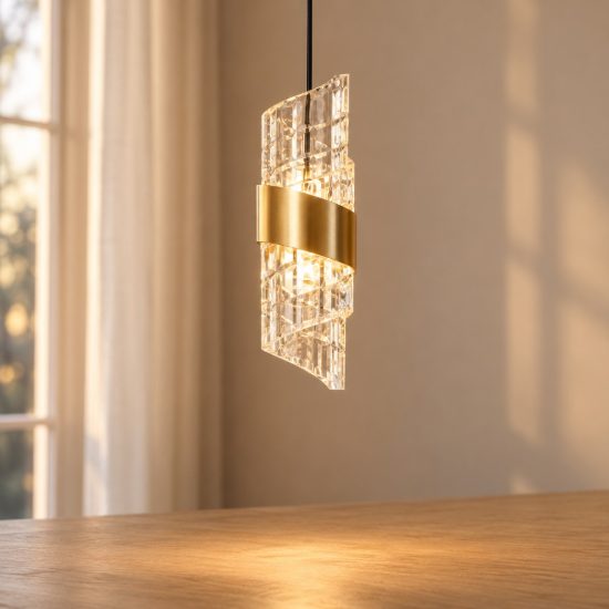 Lampada a sospensione a spirale per camera da letto contemporanea oro trasparente led 9w 2700k