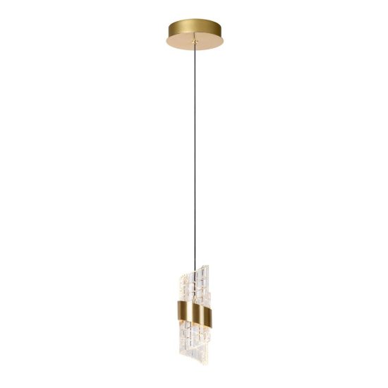 Lampada a sospensione a spirale per camera da letto contemporanea oro trasparente led 9w 2700k