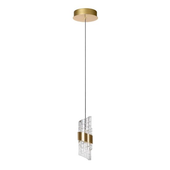 Lampada a sospensione a spirale per camera da letto contemporanea oro trasparente led 9w 2700k