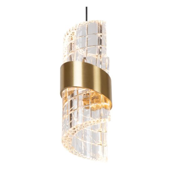 Lampada a sospensione a spirale per camera da letto contemporanea oro trasparente led 9w 2700k