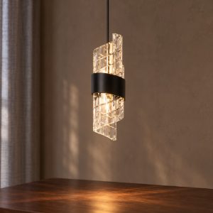 Lampada a sospensione a spirale per camera da letto contemporanea nero trasparente led 9w 2700k