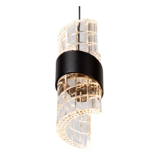 Lampada a sospensione a spirale per camera da letto contemporanea nero trasparente led 9w 2700k