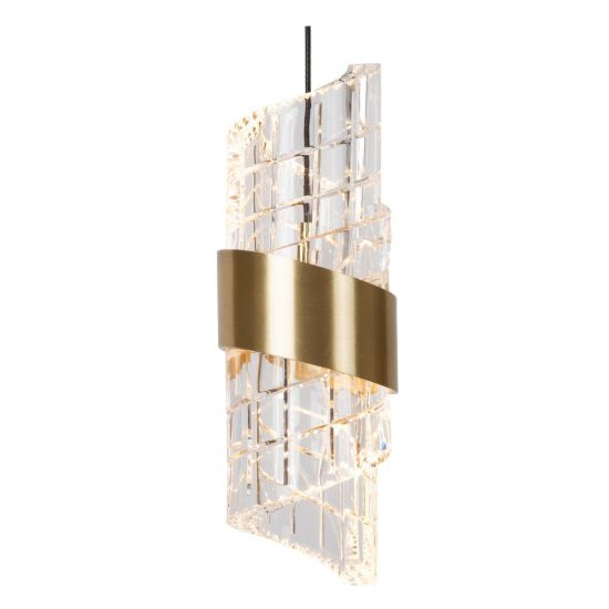 Lampadario con 3 pendenti a cascata per camera da letto oro trasparente led 24w 2700k
