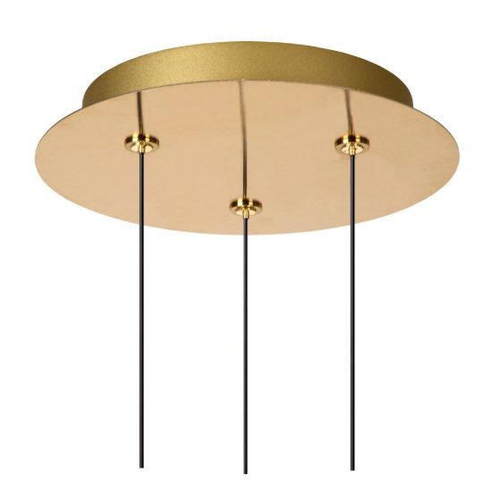 Lampadario con 3 pendenti a cascata per camera da letto oro trasparente led 24w 2700k