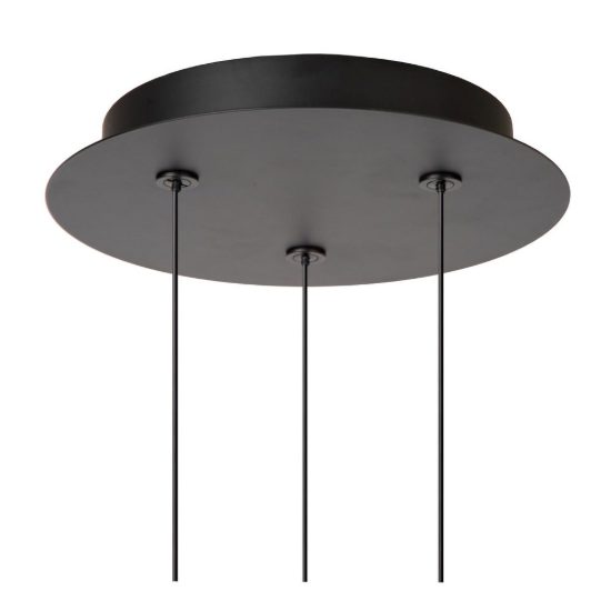 Lampadario con 3 pendenti a cascata per camera da letto nero trasparente led 24w 2700k