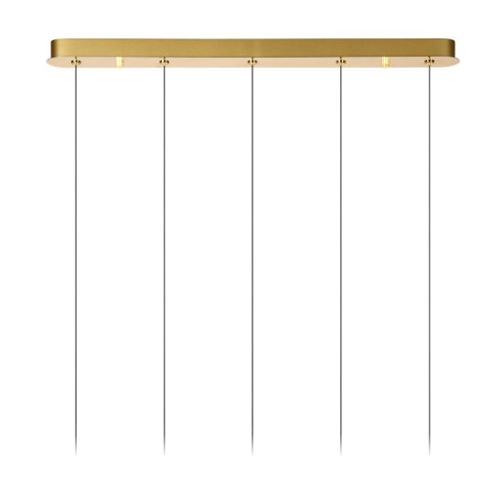 Lampadario con 5 pendenti lineare per camera da letto oro trasparente led 39w 2700k