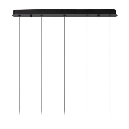 Lampadario con 5 pendenti lineare per camera da letto nero trasparente led 39w 2700k