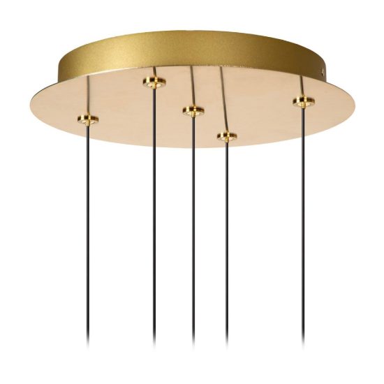 Lampadario con 5 pendenti a grappolo per camera da letto oro trasparente led 40w 2700k