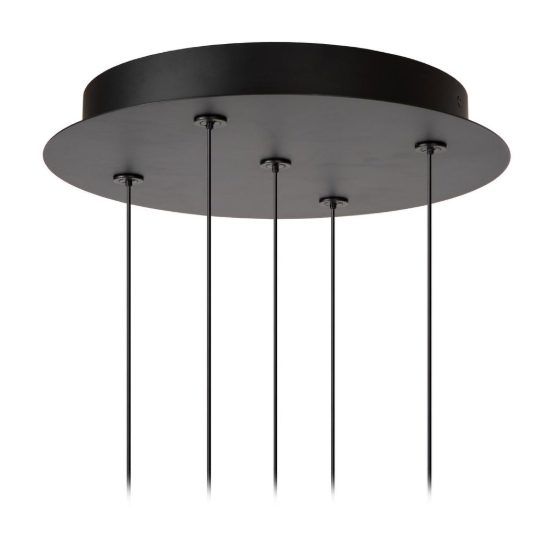 Lampadario con 5 pendenti a grappolo per camera da letto nero trasparente led 40w 2700k