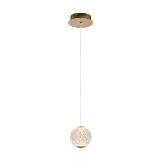 Lampada a sospensione a sfera per soggiorno contemporanea trasparente oro led 5,7w 2700k