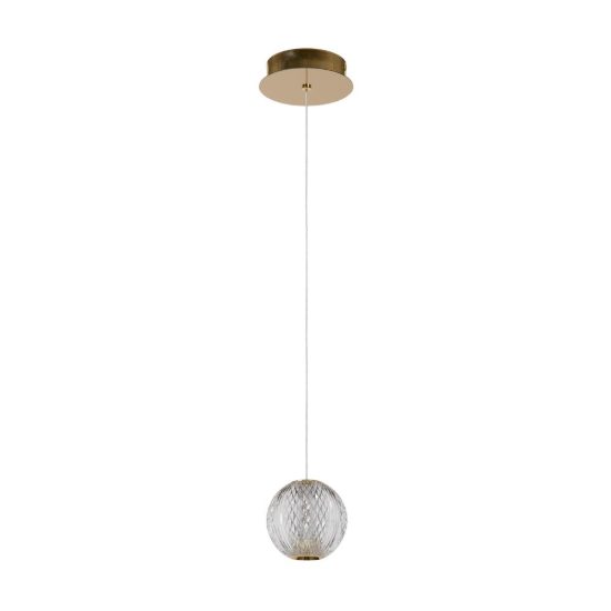 Lampada a sospensione a sfera per soggiorno contemporanea trasparente oro led 5,7w 2700k
