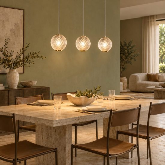 Lampadario con 3 pendenti lineare per soggiorno contemporaneo trasparente oro led 14,1w 2700k