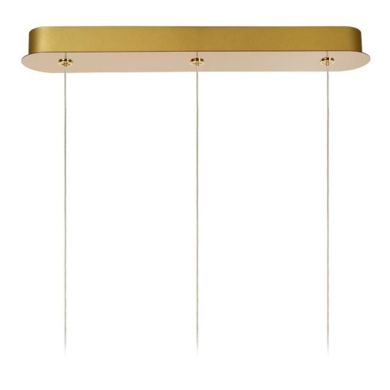 Lampadario con 3 pendenti lineare per soggiorno contemporaneo trasparente oro led 14,1w 2700k