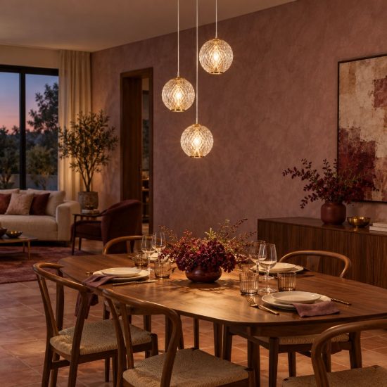Lampadario con 3 pendenti a cascata per soggiorno contemporaneo trasparente oro led 14,1w 2700k