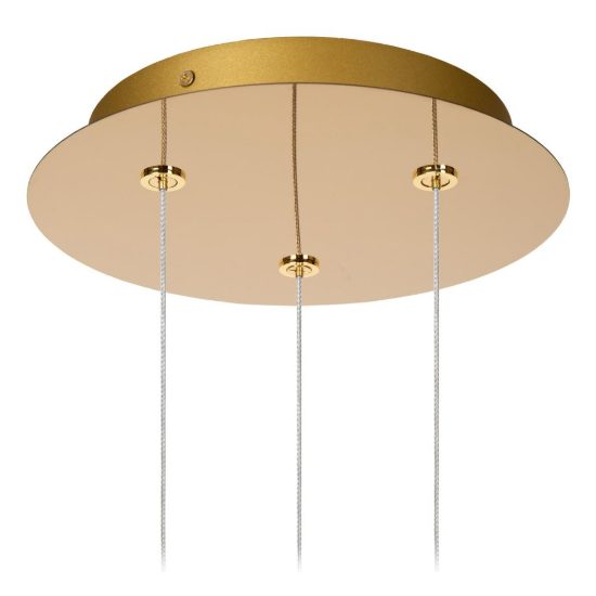 Lampadario con 3 pendenti a cascata per soggiorno contemporaneo trasparente oro led 14,1w 2700k