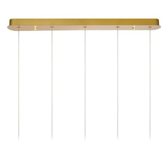 Lampadario con 5 pendenti lineare per soggiorno contemporaneo trasparente oro led 23,5w 2700k