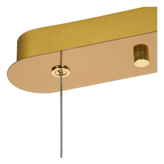 Lampadario con 5 pendenti lineare per soggiorno contemporaneo trasparente oro led 23,5w 2700k