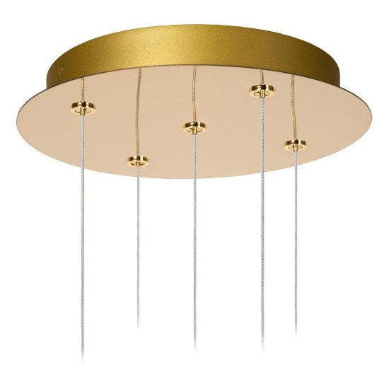 Lampadario con 5 pendenti a grappolo per soggiorno contemporaneo trasparente oro led 23,5w 2700k