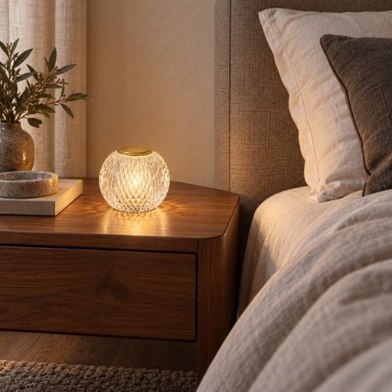 Abat-jour a sfera per comodino contemporaneo trasparente oro led 1,5w 2700k dimmerabile ricaricabile