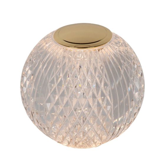 Abat-jour a sfera per comodino contemporaneo trasparente oro led 1,5w 2700k dimmerabile ricaricabile