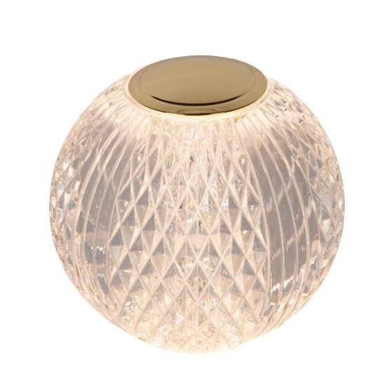 Abat-jour a sfera per comodino contemporaneo trasparente oro led 1,5w 2700k dimmerabile ricaricabile