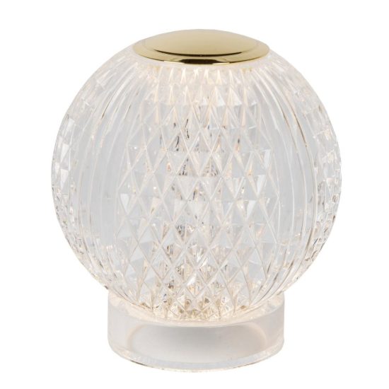Abat-jour a sfera per comodino contemporaneo trasparente oro led 1,5w 2700k dimmerabile ricaricabile