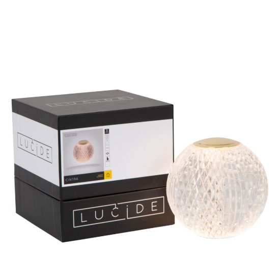 Abat-jour a sfera per comodino contemporaneo trasparente oro led 1,5w 2700k dimmerabile ricaricabile