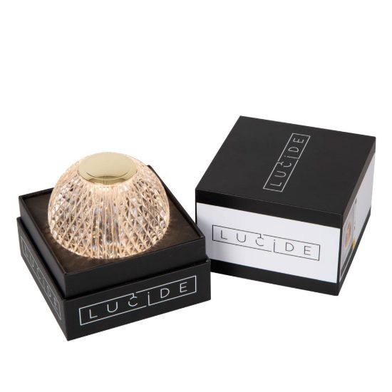 Abat-jour a sfera per comodino contemporaneo trasparente oro led 1,5w 2700k dimmerabile ricaricabile