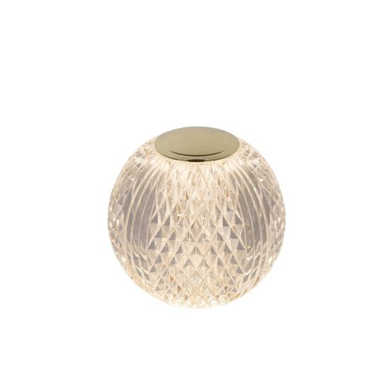 Abat-jour a sfera per comodino contemporaneo trasparente oro led 2w 2700k dimmerabile ricaricabile