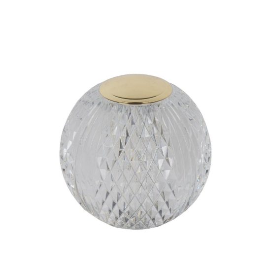 Abat-jour a sfera per comodino contemporaneo trasparente oro led 2w 2700k dimmerabile ricaricabile