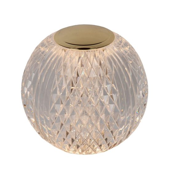 Abat-jour a sfera per comodino contemporaneo trasparente oro led 2w 2700k dimmerabile ricaricabile