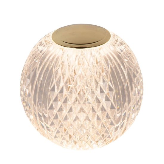 Abat-jour a sfera per comodino contemporaneo trasparente oro led 2w 2700k dimmerabile ricaricabile