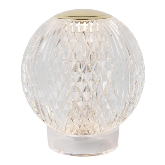 Abat-jour a sfera per comodino contemporaneo trasparente oro led 2w 2700k dimmerabile ricaricabile